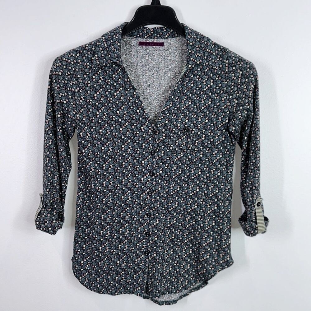 Anthropologie velvet floral print blouse size small